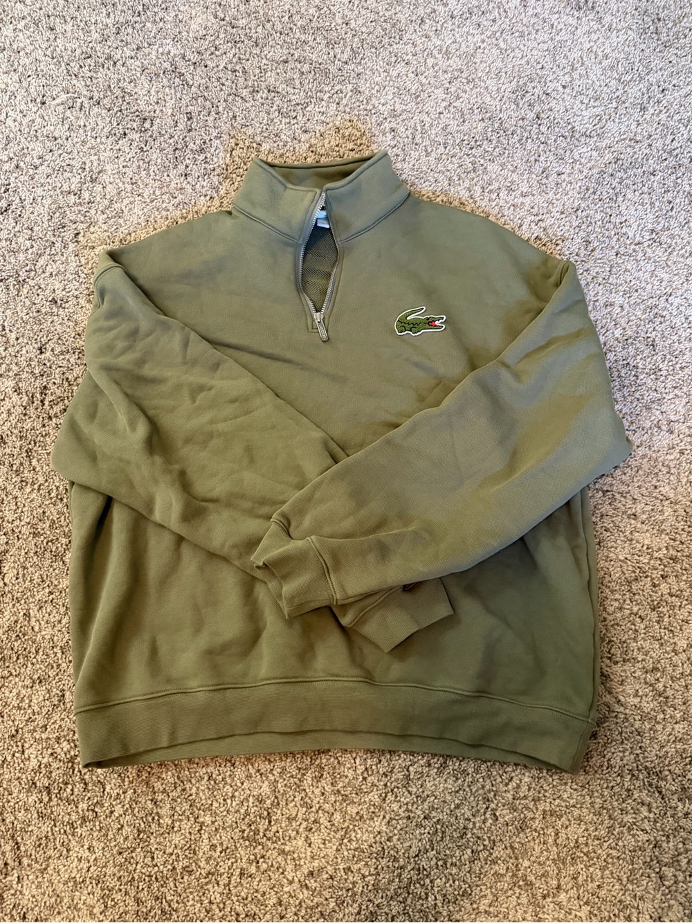 Unisex Lacoste Olive Green Quarter-Zip Sweatshirt